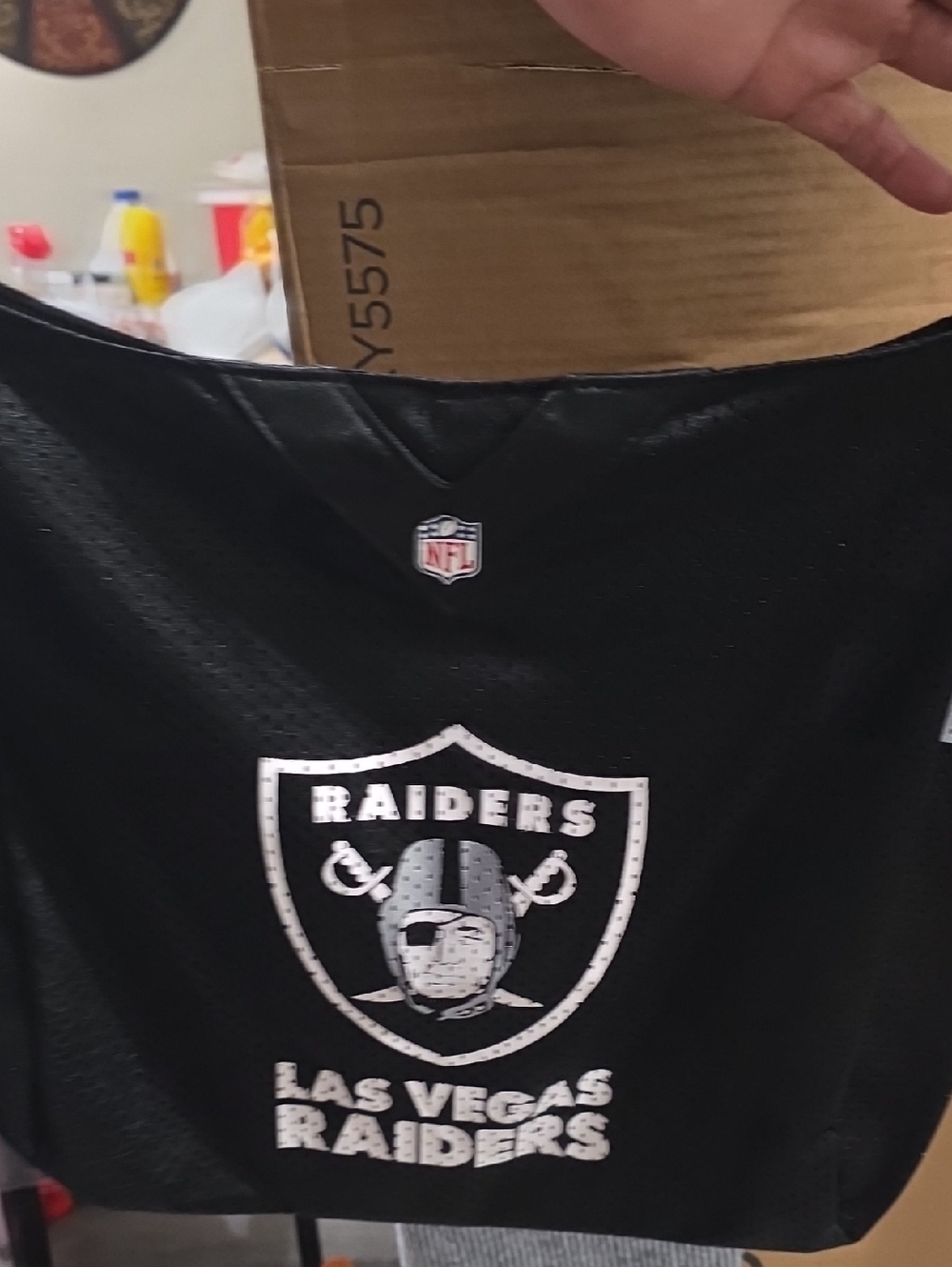 NFL Las Vegas Raiders Black and White Team Jersey Large Purse Never Warn $75